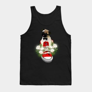Cute little pug in a shoe with flowers Tank Top